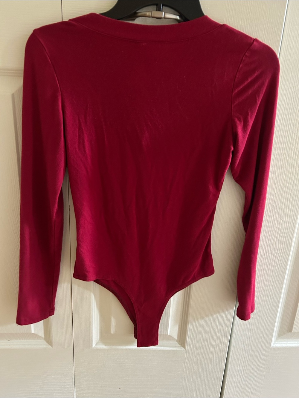 MISSJOY Women’s V Neck Long Sleeve Button Down Ribbed Knit Bodysuits - Picture 6 of 12